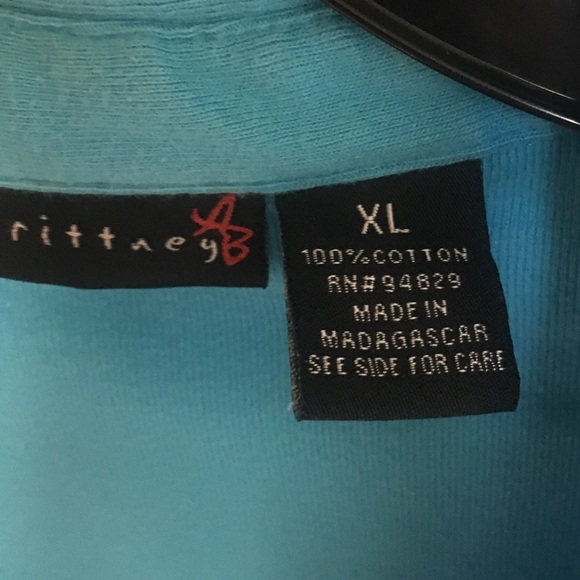 Turquoise Blue long sleeve knit top with layered look: All-in-one top - Picture 6 of 8